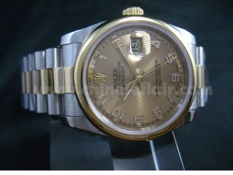 Knockoff Rolex Datejust Mens Watch: 2-Tone Brown